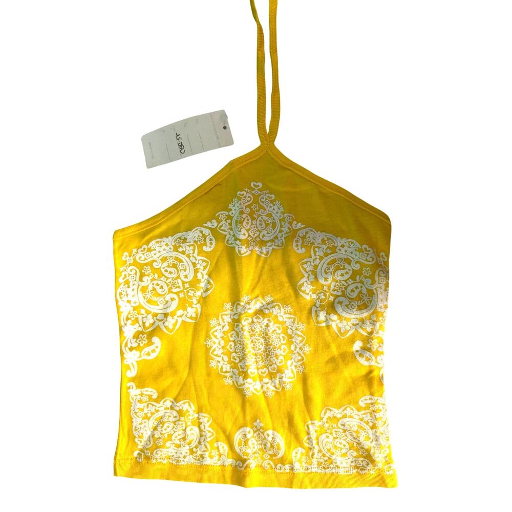 ANTHEA Vintage Y2K Yellow Bandana Halter Tie-Back Crop Top NWT – Italy